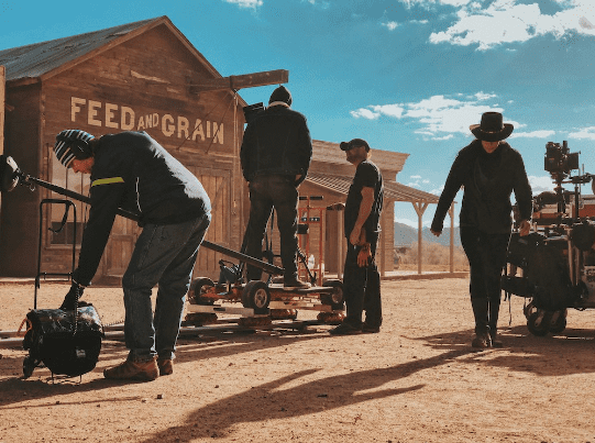 équipe de tournage d’un film de cowboys